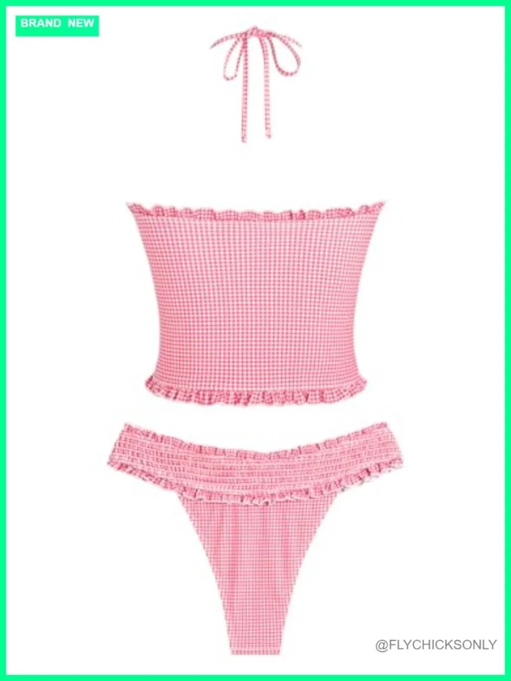 Bandeau Tankini Swimsuit Asymmetrical Slit Bowknot String High Cut Cheeky